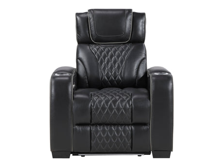 Whiselle Black Power Reclining Chair - Ornate Home