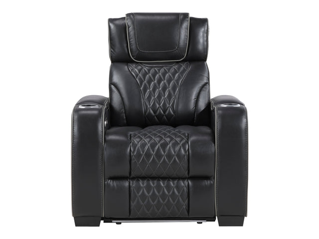 Whiselle Black Power Reclining Chair - Ornate Home