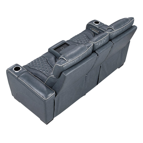 Whiselle Blue Power Double Reclining Loveseat - Ornate Home