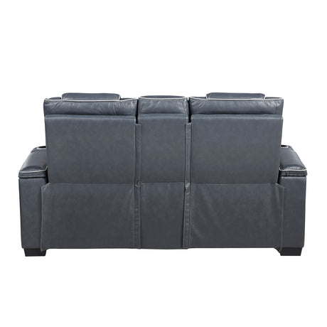 Whiselle Blue Power Double Reclining Loveseat - Ornate Home