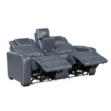 Whiselle Blue Power Double Reclining Loveseat - Ornate Home