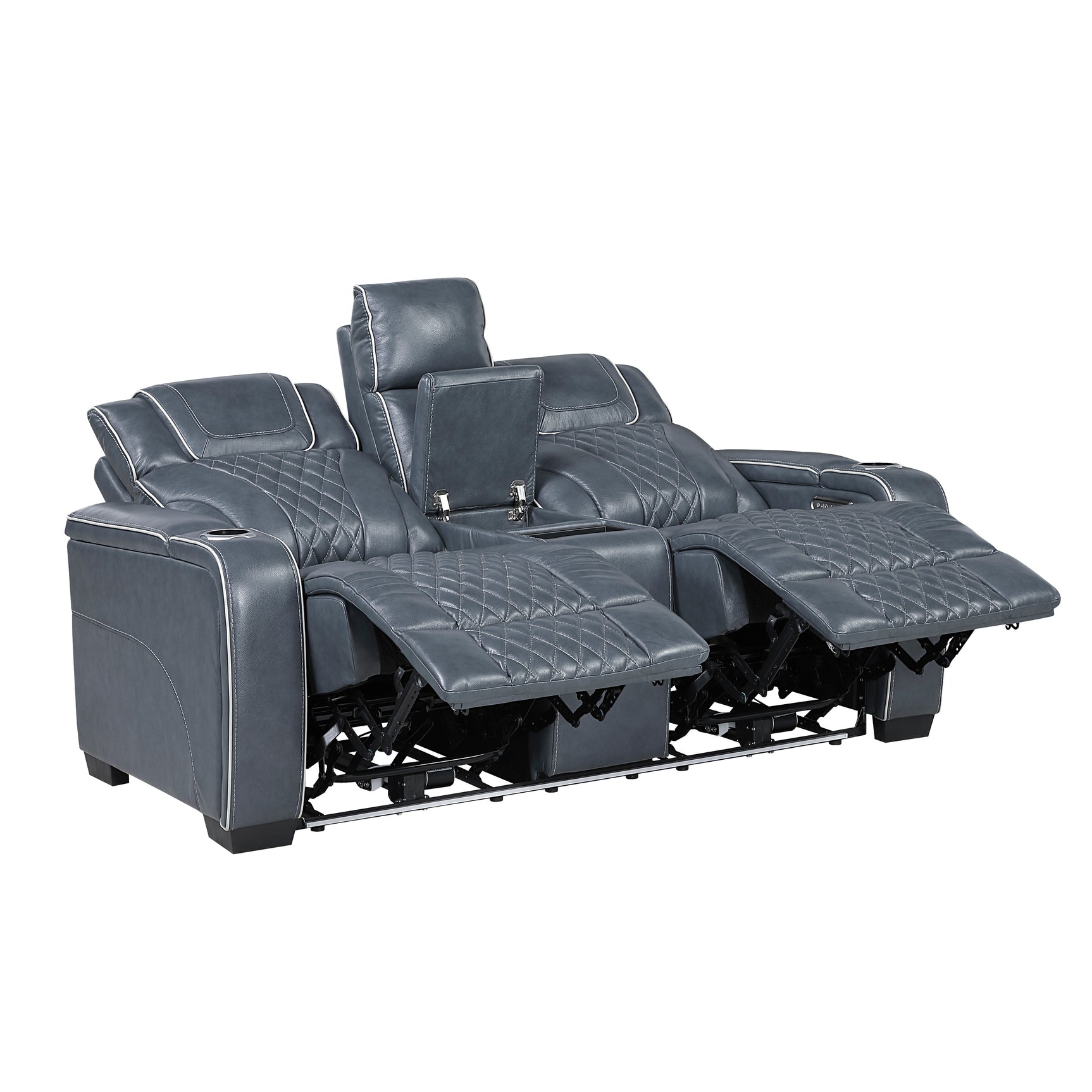 Whiselle Blue Power Double Reclining Loveseat - Ornate Home