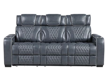 Whiselle Blue Power Double Reclining Sofa - Ornate Home