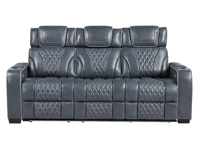 Whiselle Blue Power Double Reclining Sofa - Ornate Home