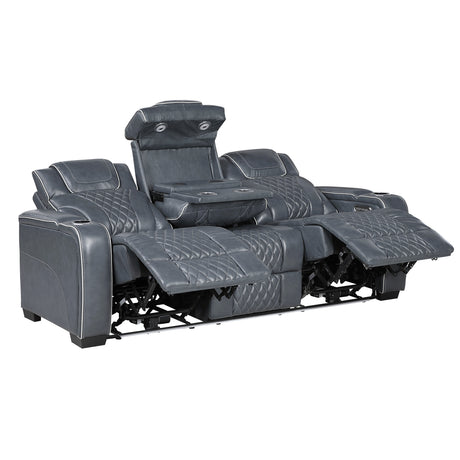 Whiselle Blue Power Double Reclining Sofa - Ornate Home