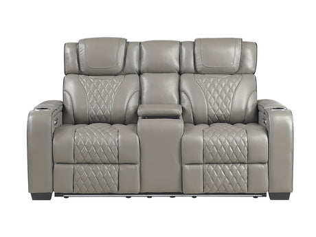 Whiselle Gray Power Double Reclining Loveseat - Ornate Home