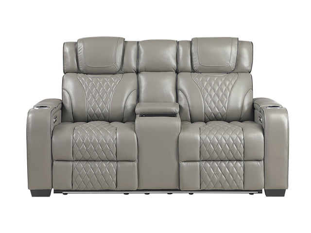 Whiselle Gray Power Double Reclining Loveseat - Ornate Home