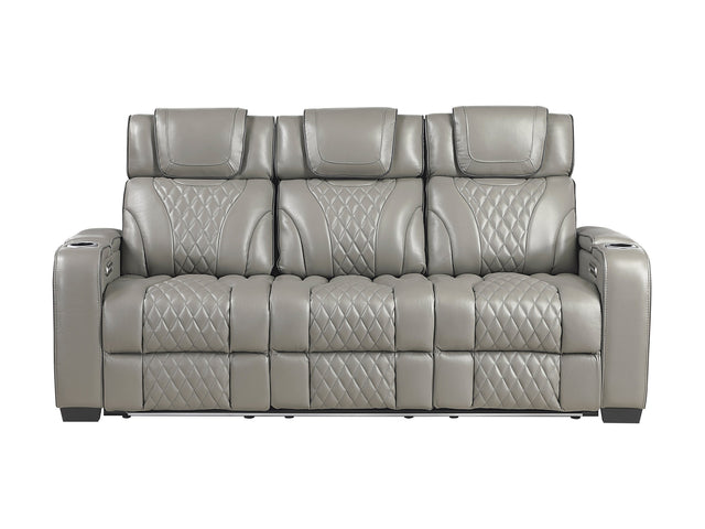 Whiselle Gray Power Double Reclining Sofa - Ornate Home