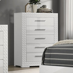 Whitby White Queen 5 Piece Bedroom Set w/Chest - Ornate Home