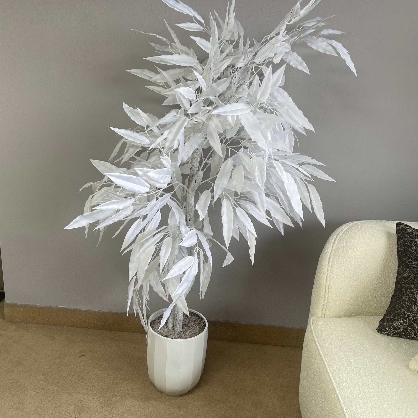 White Mango in White Hexagonal Metal / 5’ - Ornate Home