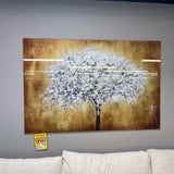 White Tree Tempered Glass w / Foil Wall Art - Ornate Home