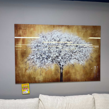 White Tree Tempered Glass w / Foil Wall Art - Ornate Home