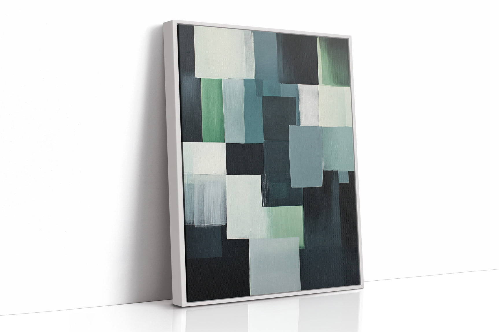 Forest Fade – Geometric Brushstroke Abstract Art Print