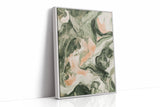 Blush Canyon – Abstract Green & Rose Marble Art