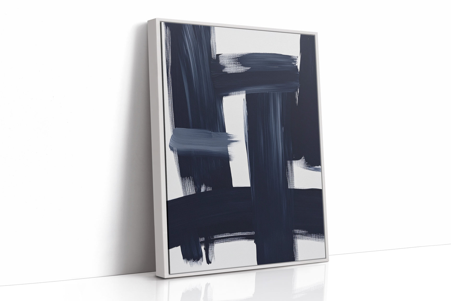 Midnight Crossings – Bold Navy Abstract Brush Art