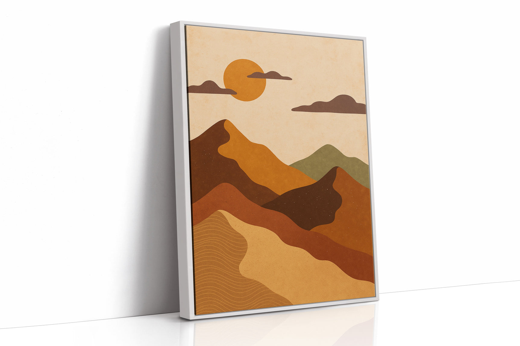 Vintage Sunset Mountain Landscape Art Print