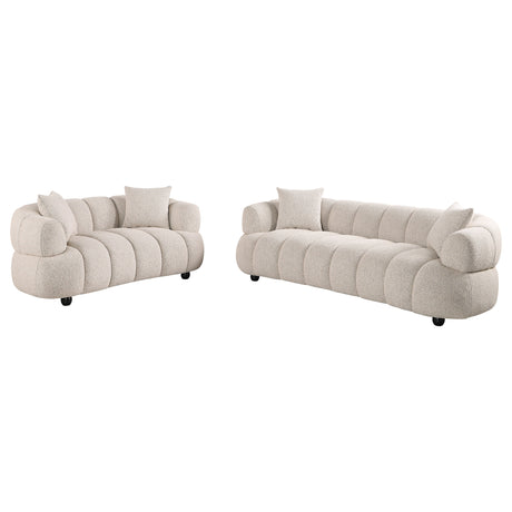 Whitney Pebble 2-Piece Contemporary Channel Tufted Woven Fabric Sofa Set - Ornate Home