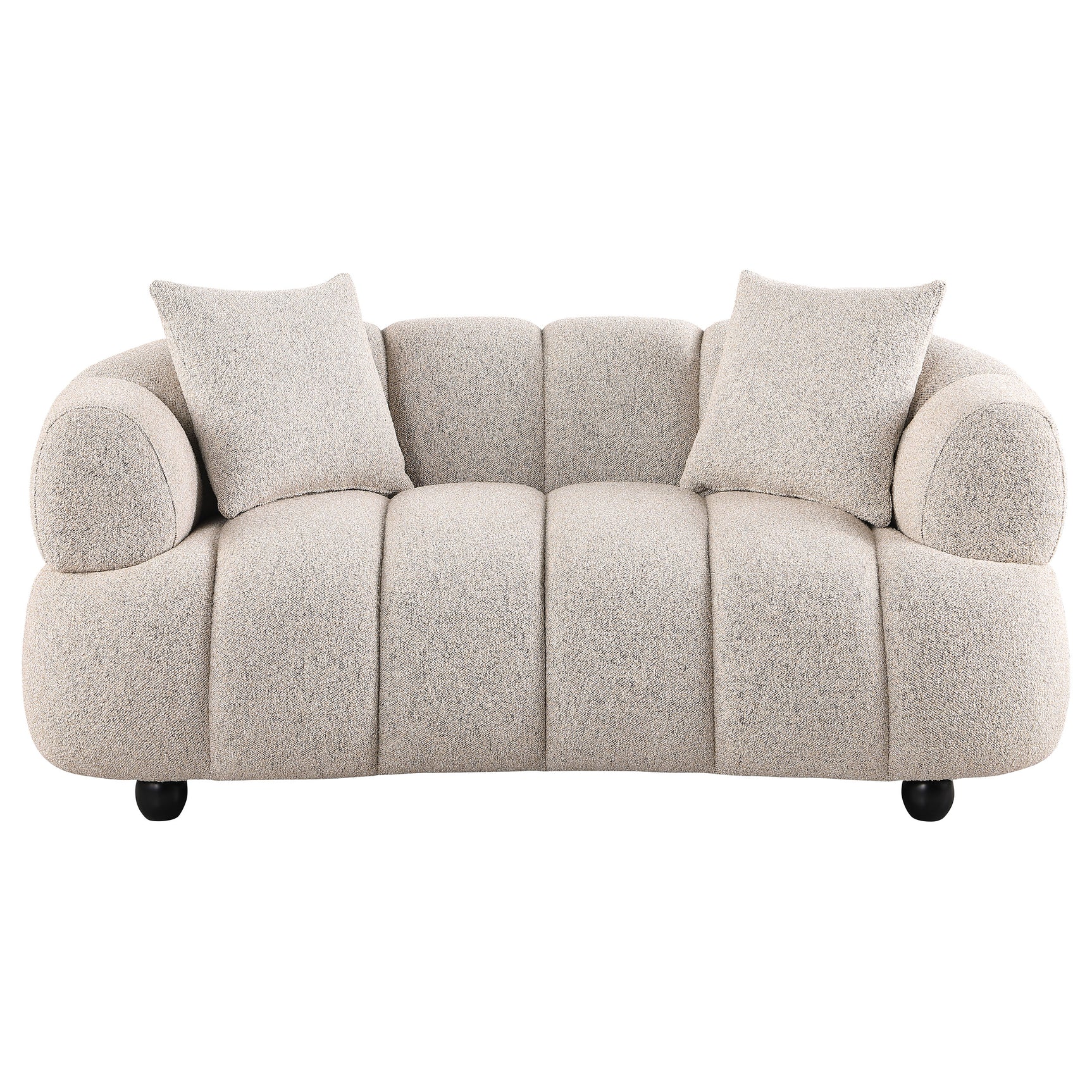 Whitney Pebble Contemporary Channel Tufted Woven Fabric Upholstered Loveseat - Ornate Home