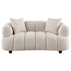 Whitney Pebble Contemporary Channel Tufted Woven Fabric Upholstered Loveseat - Ornate Home
