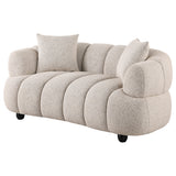 Whitney Pebble Contemporary Channel Tufted Woven Fabric Upholstered Loveseat - Ornate Home