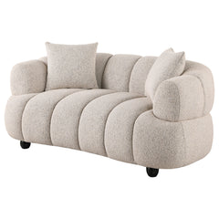 Whitney Pebble Contemporary Channel Tufted Woven Fabric Upholstered Loveseat - Ornate Home