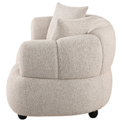 Whitney Pebble Contemporary Channel Tufted Woven Fabric Upholstered Loveseat - Ornate Home