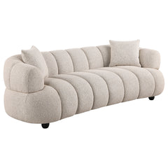 Whitney Pebble Contemporary Channel Tufted Woven Fabric Upholstered Sofa - Ornate Home