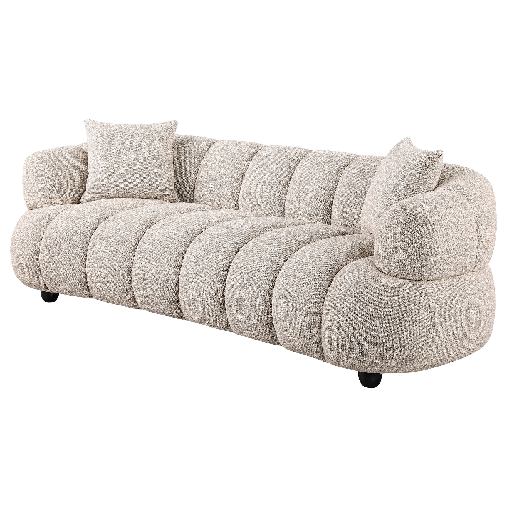 Whitney Pebble Contemporary Channel Tufted Woven Fabric Upholstered Sofa - Ornate Home