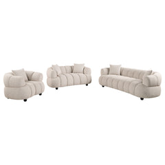 Whitney Pebble Contemporary Channel Tufted Woven Fabric Upholstered Sofa Set - Ornate Home
