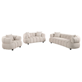 Whitney Pebble Contemporary Channel Tufted Woven Fabric Upholstered Sofa Set - Ornate Home