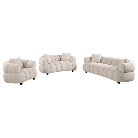 Whitney Pebble Contemporary Channel Tufted Woven Fabric Upholstered Sofa Set - Ornate Home