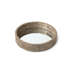 Whittier Brown Small Wooden Mirrored Base Tray