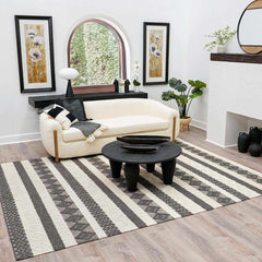 Whittington Black&White Wool Rug - Clearance - Ornate Home