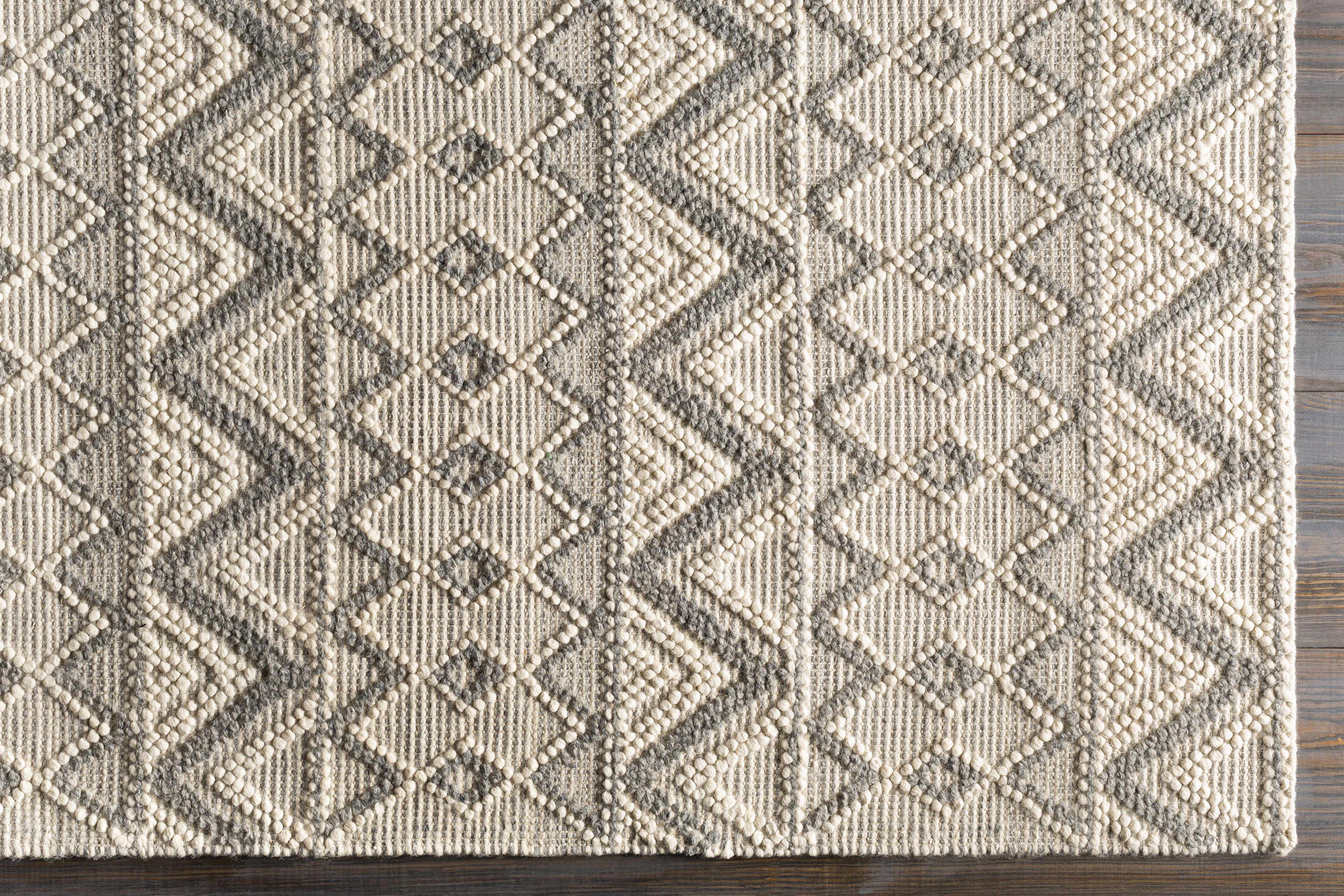 Whittington Gray&Cream Wool Rug - Clearance - Ornate Home