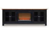 Wildenauer Brown/Black 76" TV Stand with Electric Fireplace (faux glass crystals) (Online Special Price) - Ornate Home