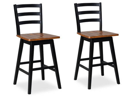 Wildenauer Brown/Black Bar Height Barstool (Set of 2) - Ornate Home