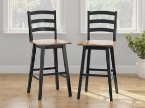 Wildenauer Brown/Black Bar Height Barstool (Set of 2) - Ornate Home