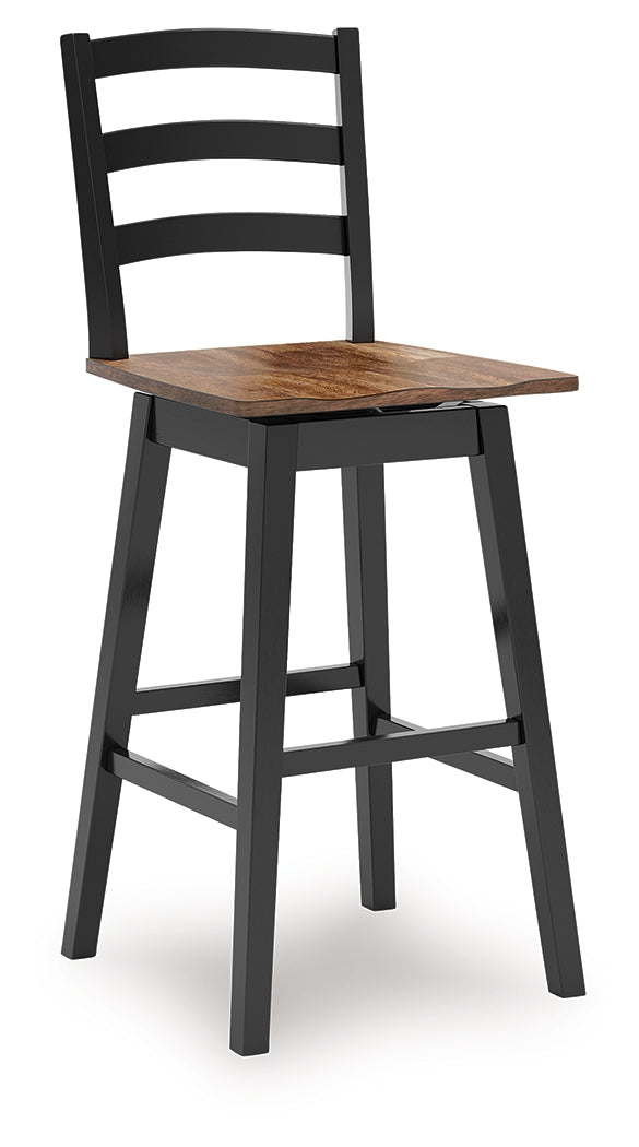 Wildenauer Brown/Black Bar Height Barstool (Set of 2) - Ornate Home