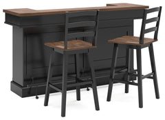 Wildenauer Brown/Black Bar Table and 2 Barstools - Ornate Home