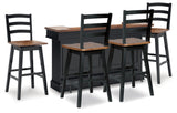 Wildenauer Brown/Black Bar Table and 4 Barstools (Online Special Price) - Ornate Home