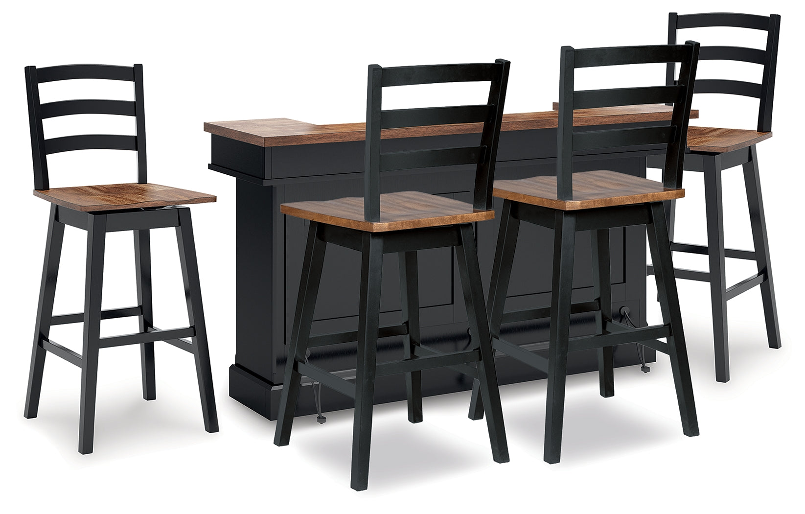 Wildenauer Brown/Black Bar Table and 4 Barstools (Online Special Price) - Ornate Home
