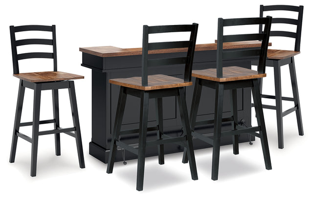 Wildenauer Brown/Black Bar Table and 4 Barstools (Online Special Price) - Ornate Home