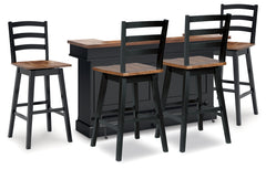 Wildenauer Brown/Black Bar Table and 4 Barstools - Ornate Home