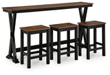 Wildenauer Brown/Black Counter Height Dining Table and 3 Barstools Set - Ornate Home