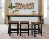 Wildenauer Brown/Black Counter Height Dining Table and 3 Barstools Set - Ornate Home
