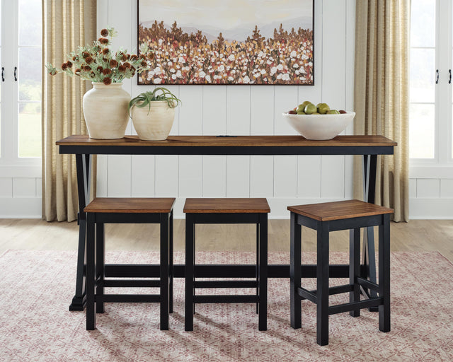 Wildenauer Brown/Black Counter Height Dining Table and 3 Barstools Set - Ornate Home