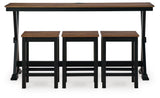 Wildenauer Brown/Black Counter Height Dining Table and 3 Barstools Set - Ornate Home