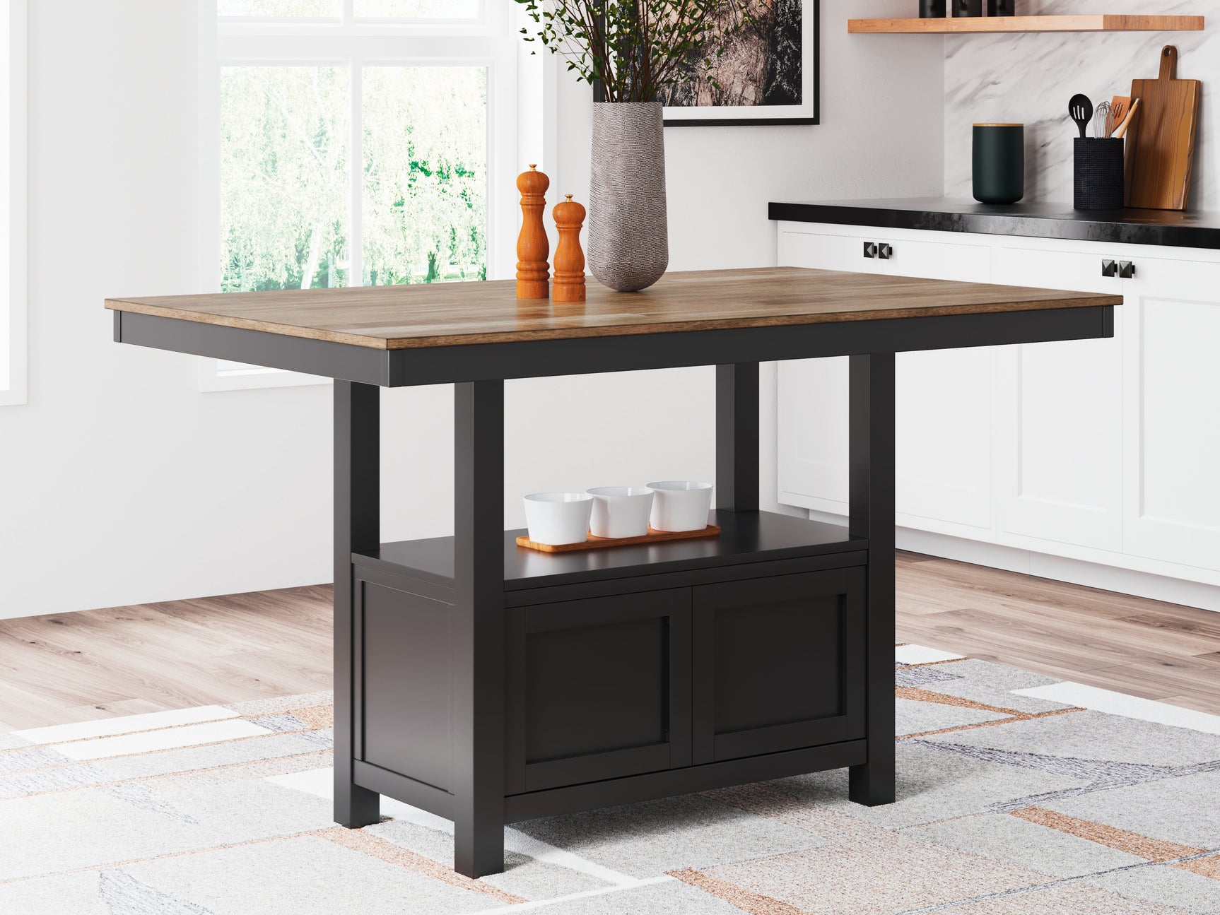 Wildenauer Brown/Black Counter Height Dining Table w/4 Barstools (Online Special Price) - Ornate Home