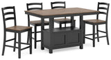 Wildenauer Brown/Black Counter Height Dining Table w/4 Barstools - Ornate Home