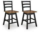 Wildenauer Brown/Black Counter Height Swivel Barstool (Set of 2) - Ornate Home